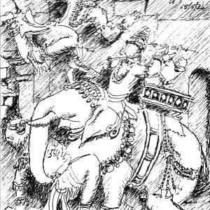 Bheema battling Bhagadatta - Kurukshetra 12th day.jpg